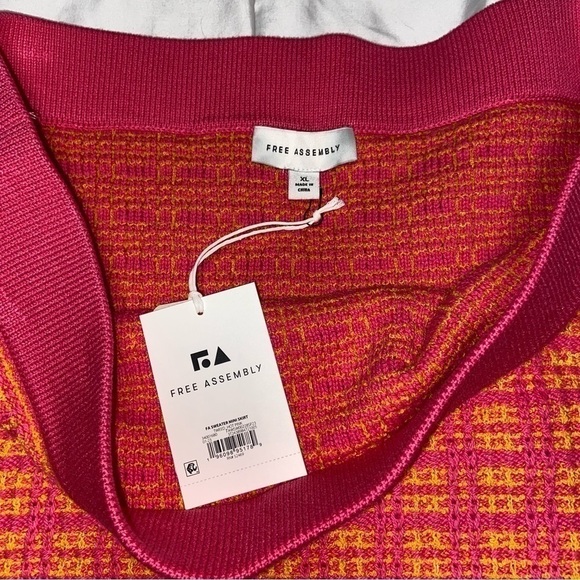 NWT Free Assembly Women's Tweed Mini Sweater Skirt Hot Pink Size XL - Picture 3 of 8